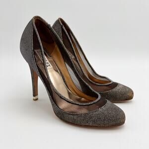 Badgley Mischka Myria Pump Size 8M Metallic Gold Silver Formal Evening High Heel